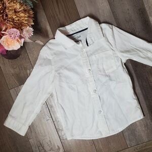 Cat & Jack Toddler Boy Size 4T White Buttondown Collared Dress Shirt 100% Cotton